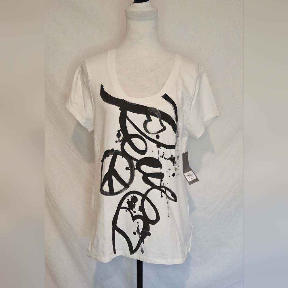 *NWT* Kenneth Cole "PEACE" Graphic White Tee